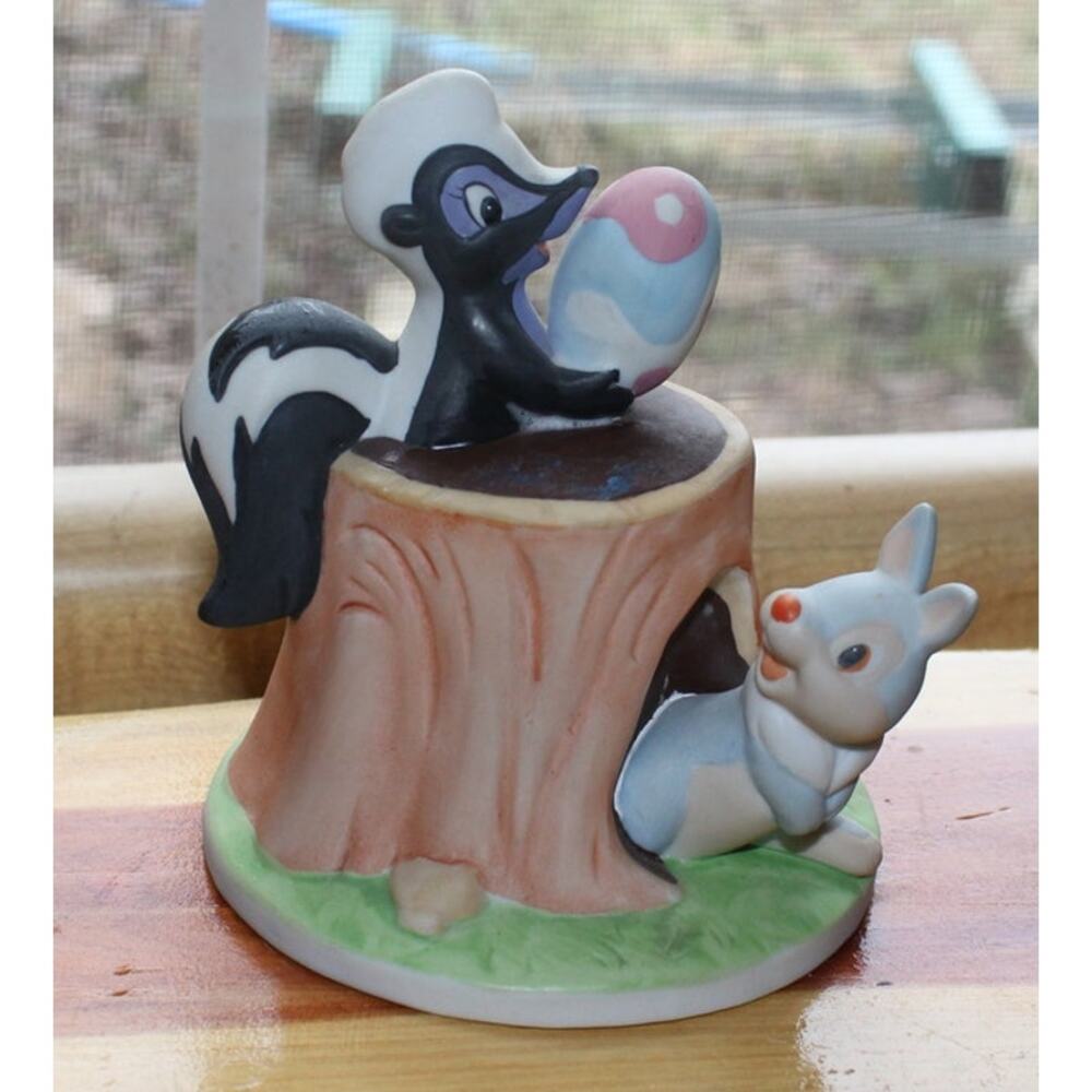 vintage Walt Disney Productions Bambi Thumper Flower the Skunk Easter Figurine.